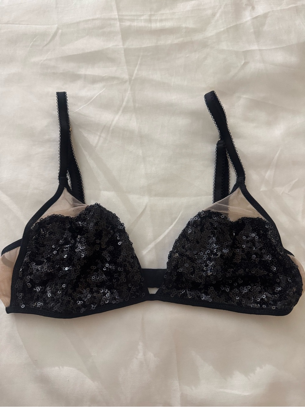 Victoria's Secret Black Sequin Lace Bralette